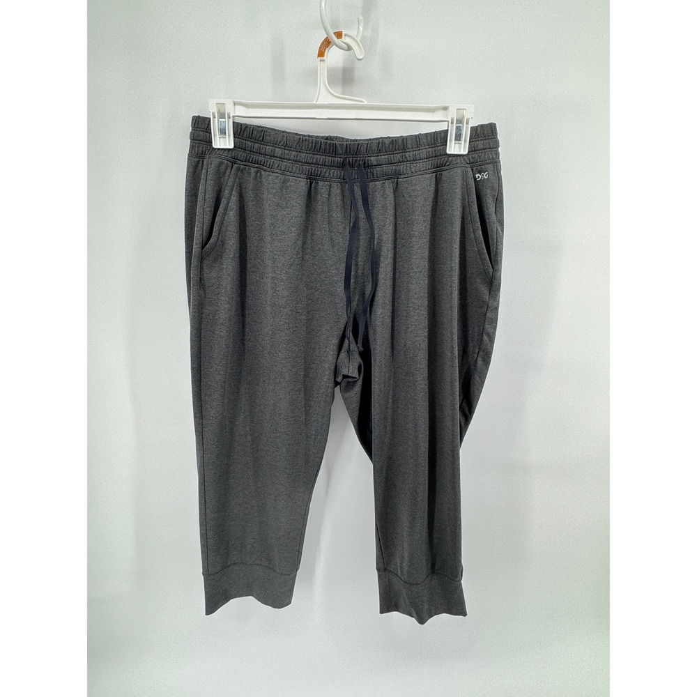 DSG Womens Workout Capri Jogger Pants Charcoal Gray Heather Drawstring Size L